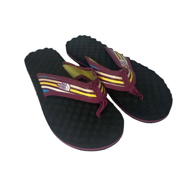 The North Face Base Camp Sandals Women's 4 Black Flip Flop Purple Slides Thong - Picture 1 of 7